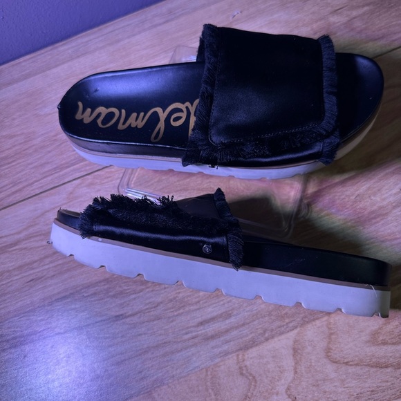 Sam Edelman Black Fringe Slide Sandals - Picture 3 of 12